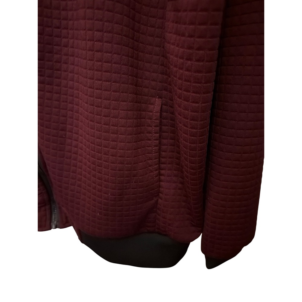 Mens Burgundy Quilted Grid Bomber Jacket Full Zip Sleeve Pocket XXXL - Picture 11 of 12